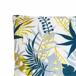 Deko & Co Coussin d'extérieur carré imperméable motif feuillage jaune et bleu L.45 x l.45cm Deco&co* Coussin
