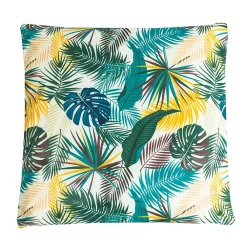 Deko & Co Coussin d'extérieur carré imperméable Palma feuillage tropical vert L.45 x l.45cm Deco&co* Coussin Pour Canapé