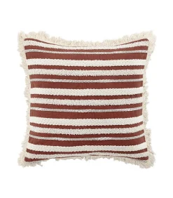 Best Douceur D'Intérieur Coussin déhoussable à franges 40x40cm Terracotta - 40x40cm - Terre cuite