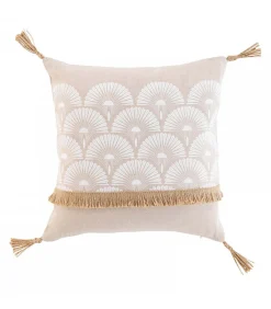 Online Douceur D'Intérieur Coussin déhoussable à pompons "Bahina" - 40x40cm - Naturel