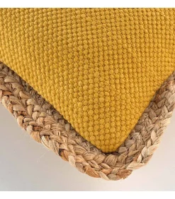 Outlet Douceur D'Intérieur Coussin Déhoussable (45 x 45 cm) Akina Ocre, Coton & Polyester avec - 45x45cm - Ocre