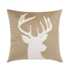 Douceur D'Intérieur Coussin Déhoussable 45 x 45 cm - Velours Uni & Imitation Fourrure - Motif Cerf - 45x45cm - Sable* Coussin Pour Canapé