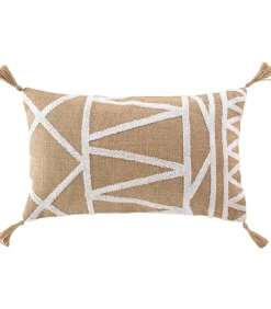 Discount Douceur D'Intérieur Coussin déhoussable pompons 30x50cm - 30x50cm - Blanc