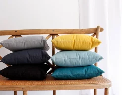 Best Home Maison Coussin déhoussable uni en coton (60x60 cm - Bleu Canard)
