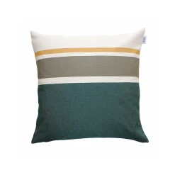Sale Box & Beyond Coussin en coton recyclé vert, kaki, blanc, jaune moutarde 50 x 50 cm