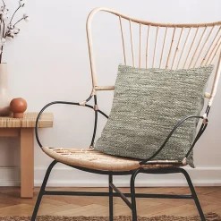Clearance The Deco Factory Coussin en cuir tressé beige naturel 45x45