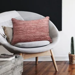 The Deco Factory Coussin en cuir tressé rose poudré 60x40* Coussin