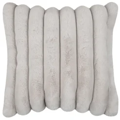 Lovely Casa Coussin en imitation fourrure ultra douce à bandes (45x45 cm - Ecru)* Coussin Pour Canapé