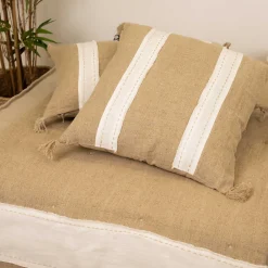 Outlet Sud Etoff Coussin en lin et coton déhoussable (45x45 cm - Blanc)