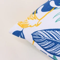 Discount Ornami Coussin en tissu blanc motifs tropical 40x40cm