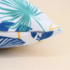 Discount Ornami Coussin en tissu blanc motifs tropical 40x40cm