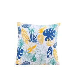 Discount Ornami Coussin en tissu blanc motifs tropical 40x40cm