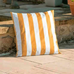 Clearance Home Maison Coussin imperméable déhoussable à rayures ARCACHON (70x70 cm - Jaune)