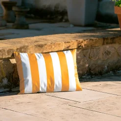 Outlet Home Maison Coussin imperméable déhoussable à rayures ARCACHON (60x40 cm - Jaune)