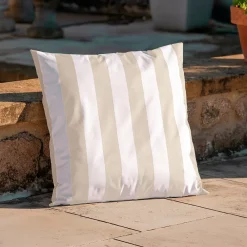Online Home Maison Coussin imperméable déhoussable à rayures ARCACHON (70x70 cm - Lin)