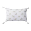 Clearance Deko & Co Coussin imprimé double gaze blanc taupe 30x50