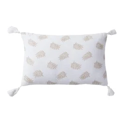 Clearance Deko & Co Coussin imprimé double gaze blanc taupe 30x50