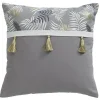 Sale Deko & Co Coussin imprimé gris LEAVES 40X40