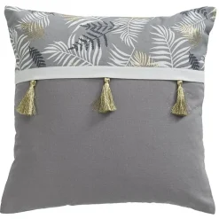 Sale Deko & Co Coussin imprimé gris LEAVES 40X40