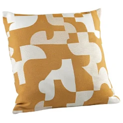 Linder Coussin jacquard géométrique texturé rétro (45x45 cm - Jaune moutarde)* Coussin Pour Canapé