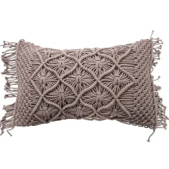 The Deco Factory Coussin macramé en coton tressé violet clair 30x50