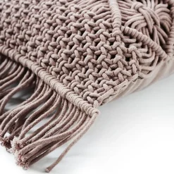 The Deco Factory Coussin macramé en coton tressé violet clair 30x50