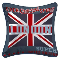 New Eden Coussin Passepoil polyester imprime Modele Londres 40 x 40 cm