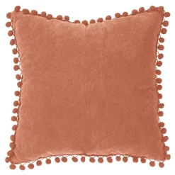 Atmosphera Créateur D'Intérieur Coussin pompons - rose terracotta - 40x40 cm - Atmosphera* Coussin Pour Canapé