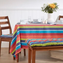 Hot Homescapes Coussin pour banc de jardin 3 places, rayures multicolores -