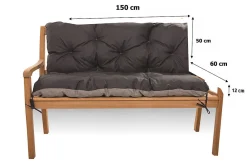 Best Setgarden Coussin pour banc de jardin 150x60x50cm coussin de banc de jardin Noir coussin de balançoire coussin de banc extérieur