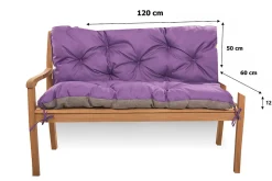 Outlet Setgarden Coussin pour banc de jardin 120x60x50cm, coussin de banc de jardin Violet coussin de banc extérieur, coussin de balançoire