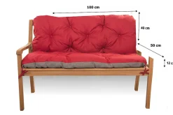 Setgarden Coussin pour banc de jardin 100x50x40cm, coussin de banc de jardin Rouge, coussin de balançoire extérieur, coussin de jardin