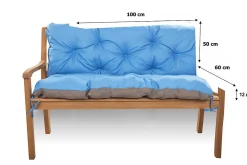 Setgarden Coussin pour banc de jardin 100x60x50cm, coussin de banc de jardin Bleu, coussin de balançoire extérieur, coussin de jardin* Coussin Pour Banc