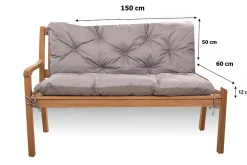 Outlet Setgarden Coussin pour banc de jardin 150x60x50cm coussin de banc de jardin Gris coussin de balançoire coussin de banc extérieur