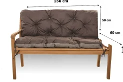 Setgarden Coussin pour banc de jardin 150x60x50cm coussin de banc de jardin Marron coussin de balançoire coussin de banc extérieur* Coussin Pour Banc