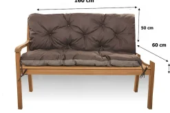 Clearance Setgarden Coussin pour banc de jardin 160x60x50cm coussin de banc de jardin 3 places Marron coussin de balançoire coussin de banc extérieur