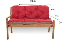 Setgarden Coussin pour banc de jardin 140x60x50cm coussin de banc de jardin Rouge coussin de balançoire coussin de banc extérieur