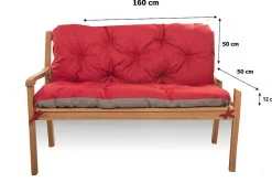 Setgarden Coussin pour banc de jardin 160x50x50cm coussin de banc de jardin 3 places Rouge coussin de balançoire coussin de banc extérieur* Coussin Pour Banc