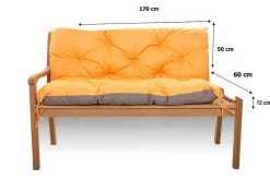 Setgarden Coussin pour banc de jardin 170x60x50cm coussin de banc de jardin 3 places Orange coussin de balançoire coussin de banc extérieur* Coussin Pour Banc