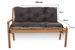 Best Setgarden Coussin pour banc de jardin 150x50x40cm coussin de banc de jardin Noir coussin de balançoire coussin de banc extérieur