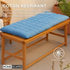 Homescapes Coussin pour banc de jardin 2 places, bleu foncé -* Coussin Pour Banc