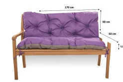 Setgarden Coussin pour banc de jardin 170x50x50cm coussin de banc de jardin 3 places Violet coussin de balançoire coussin de banc extérieur* Coussin Pour Banc