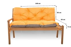 Setgarden Coussin pour banc de jardin 140x50x50cm coussin de banc de jardin Orange coussin de balançoire coussin de banc extérieur