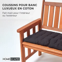 Homescapes Coussin pour banc de jardin 3 places, noir -* Coussin Pour Banc