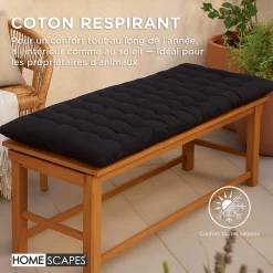 Homescapes Coussin pour banc de jardin 2 places, noir -* Coussin Pour Banc
