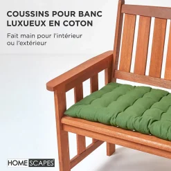 Homescapes Coussin pour banc de jardin 3 places, vert foncé -* Coussin Pour Banc
