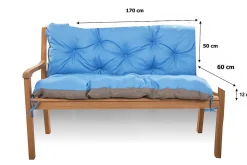 Setgarden Coussin pour banc de jardin 170x60x50cm coussin de banc de jardin 3 places Bleu coussin de balançoire coussin de banc extérieur* Coussin Pour Banc