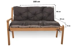 Setgarden Coussin pour banc de jardin 160x50x50cm coussin de banc de jardin 3 places Noir coussin de balançoire coussin de banc extérieur* Coussin Pour Banc