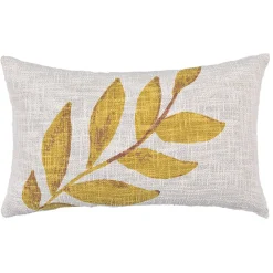 Deko & Co Coussin rectangle imprimé floral blanc et jaune L.50 x l.30 cm* Coussin