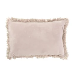 Hot J-Line Coussin rectangulaire à franges en coton rose 60x40cm